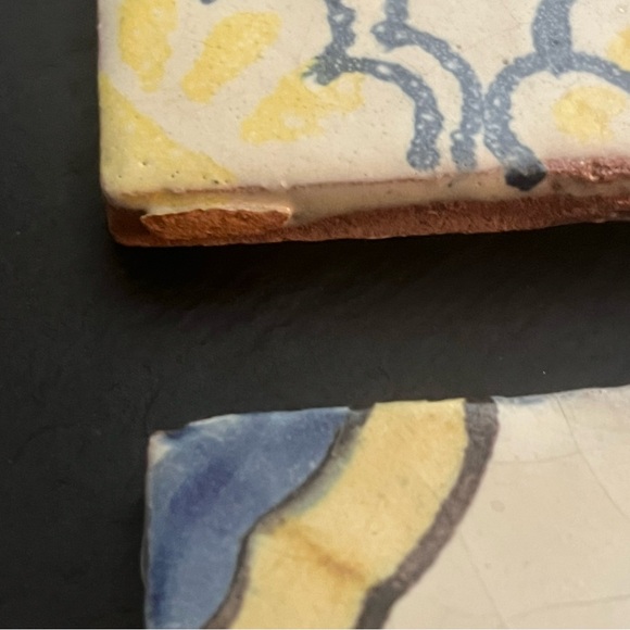 Mexican Hand Painted Terra-Cotta Talavera Vintage Tiles Set of 4 - Picture 9 of 14